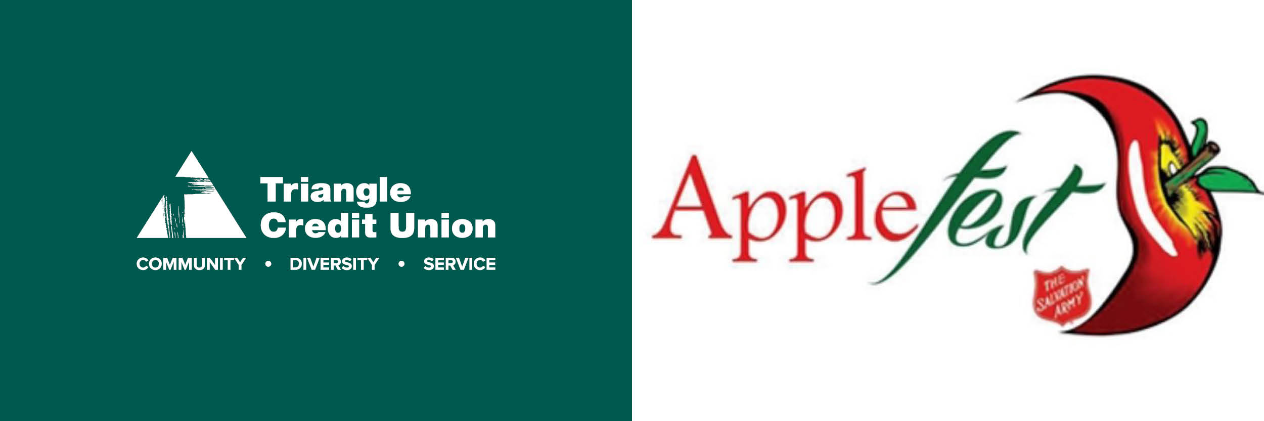 Triangle Credit Union logo on the left side on the picture and the AppleFest Logo on the right